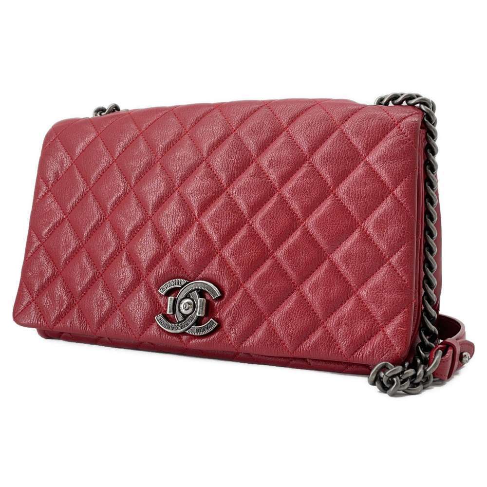 CHANEL 31 RUE CAMBON Calf Big Matelasse Chain Bag Red